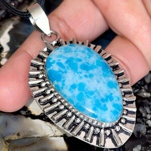 Caribbean Larimar Pendant 2 1/2”